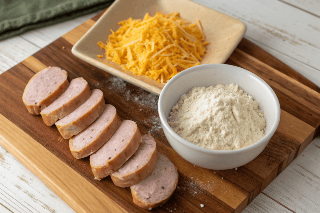 Ingredients for Sausage Balls Without Bisquick.