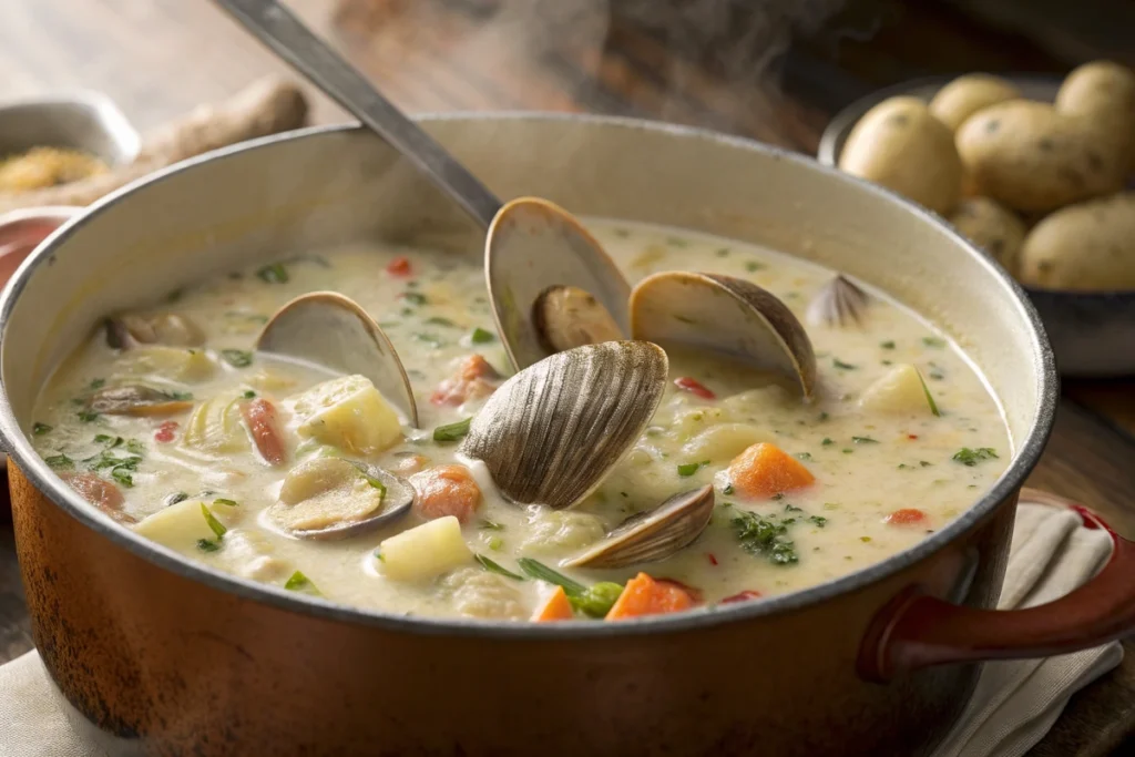 Grandmother’s Restaurant Omaha Clam Chowder Recipe in pot