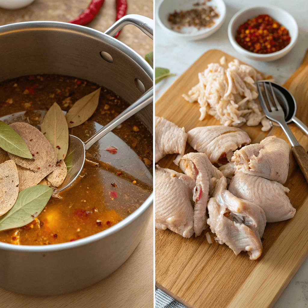 step by step cooking chicken for Chopt Spicy Chicken Soup with Rice: A Fiery Comfort in Every Spoon