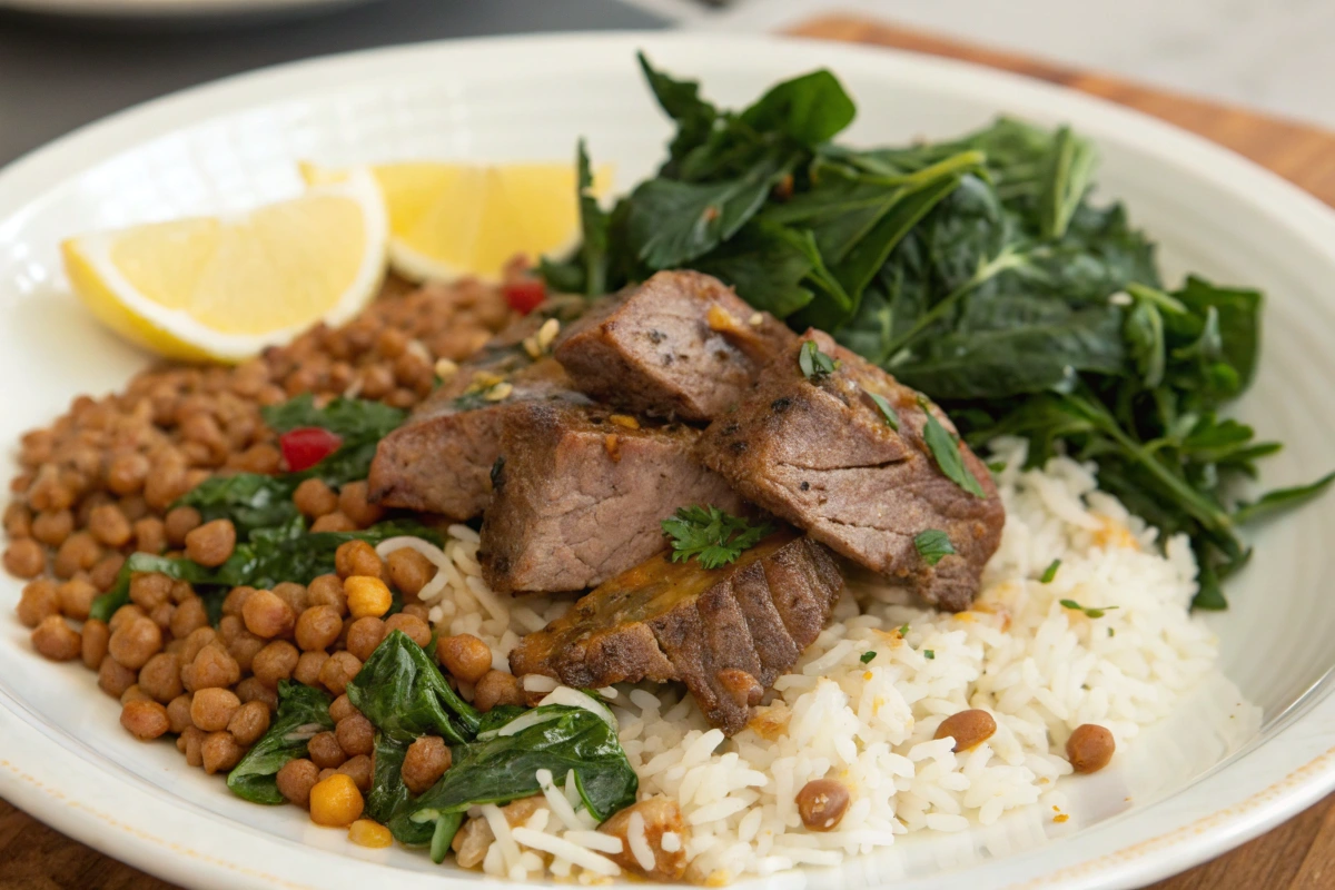 Lamb Lentils Rice Spinach Recipe