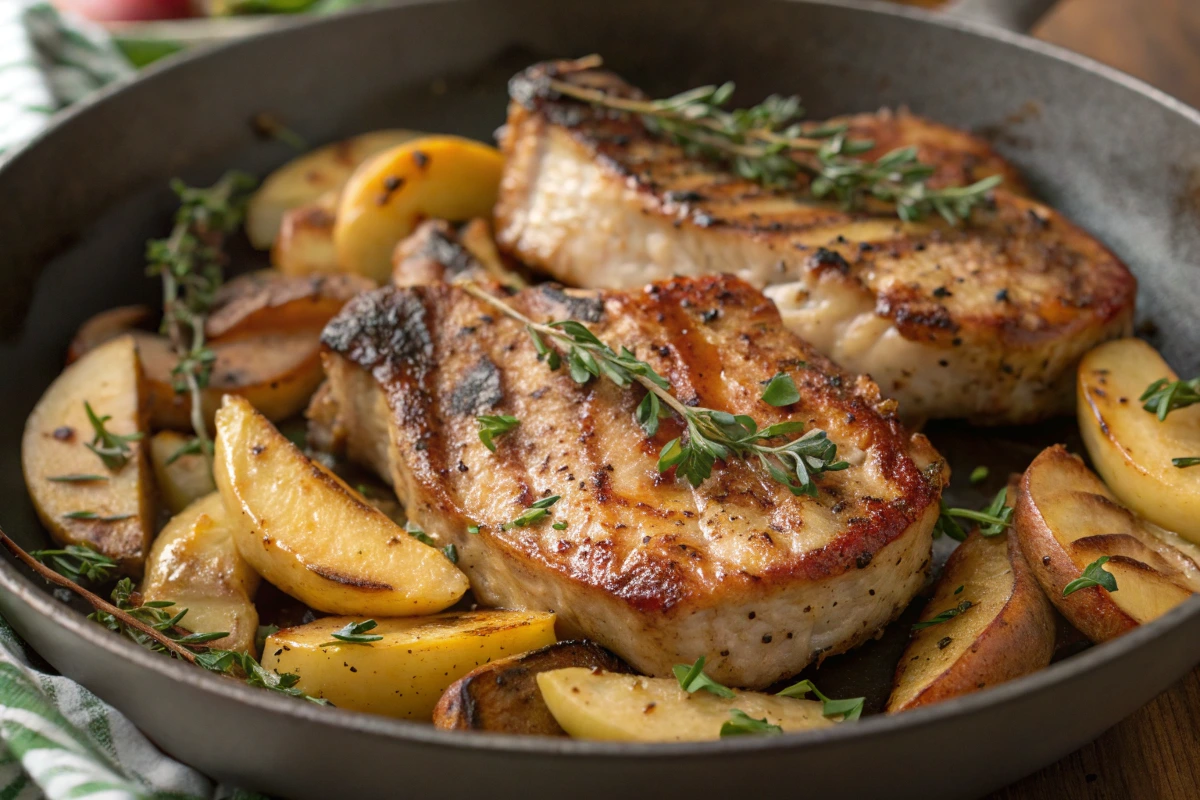 Pork Chops with Roasted Apples and Herbes de Provence