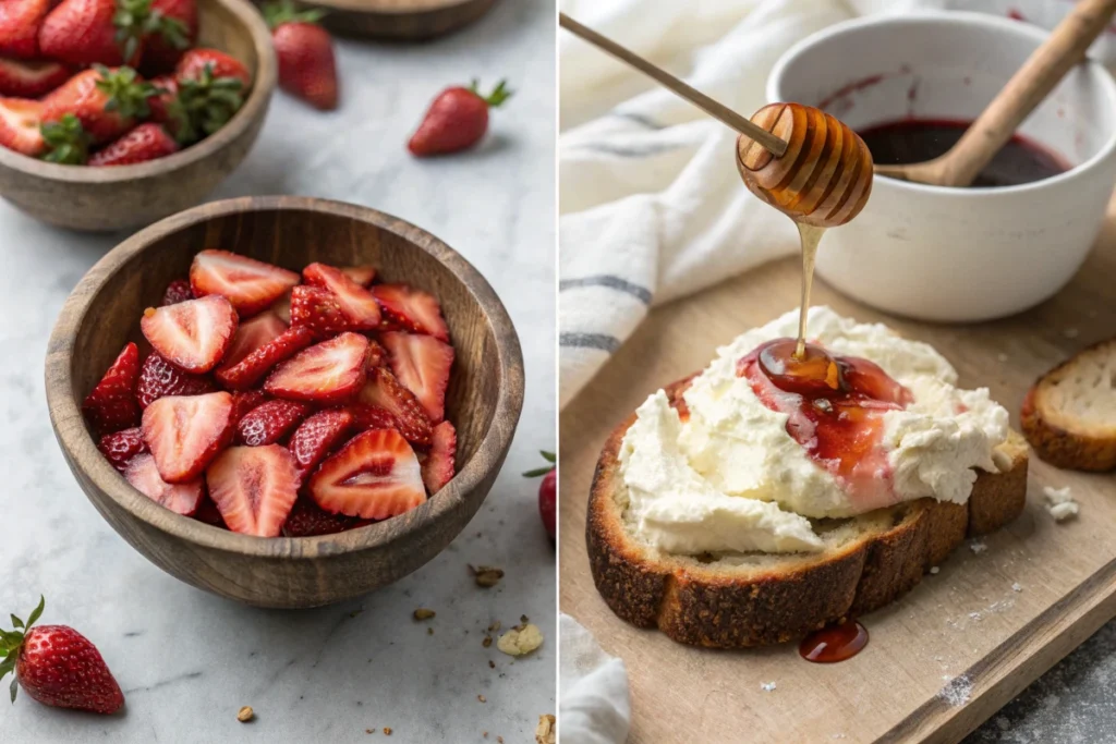 Step by Step for making Roasted Strawberry Whipped Ricotta Toast
